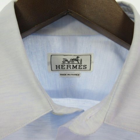 古着】HERMES ライトブルー ワイシャツ セリエボタン フランス製