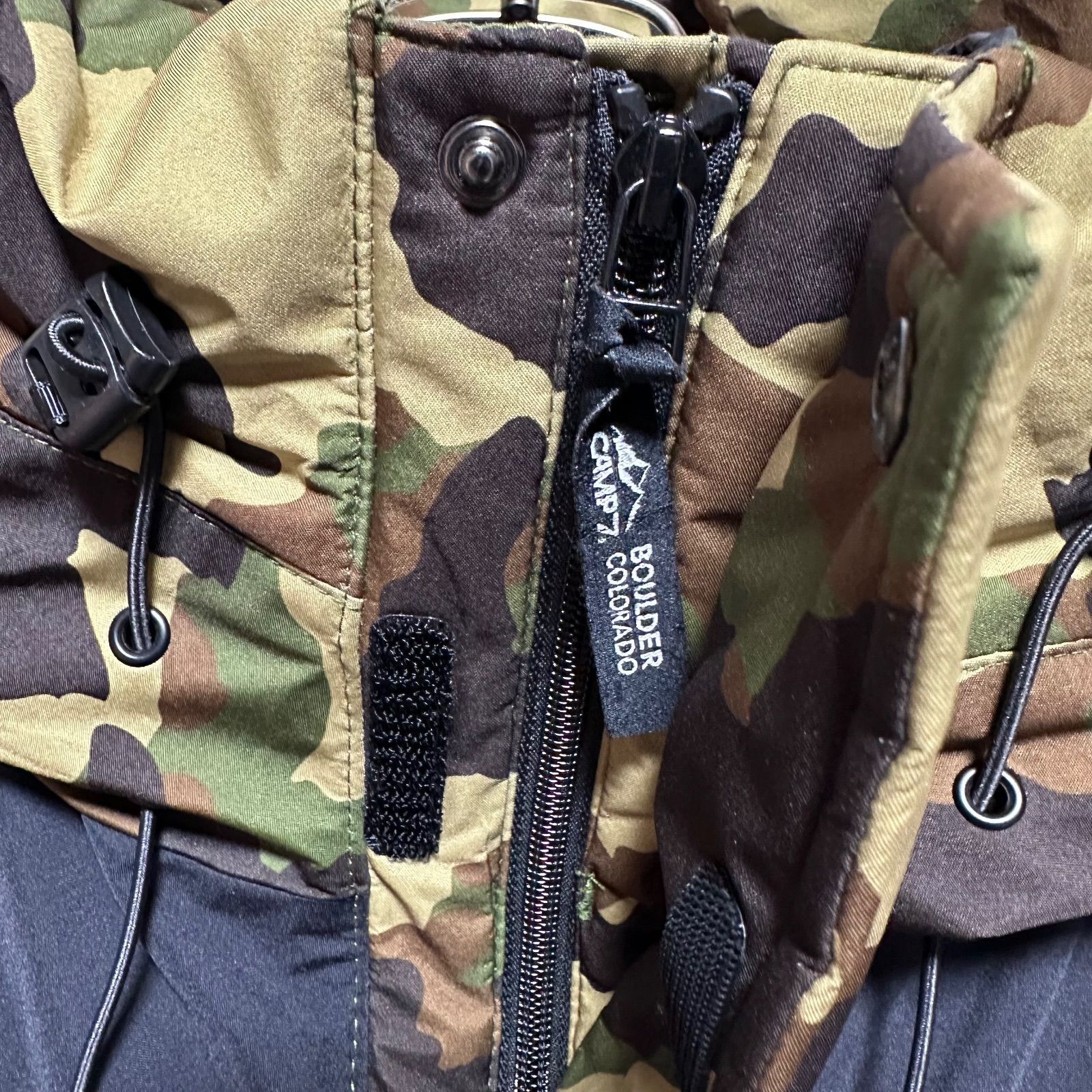 CAMP7 キャンプセブン カモフラ 迷彩 × ブラック ダウンジャケット XL 