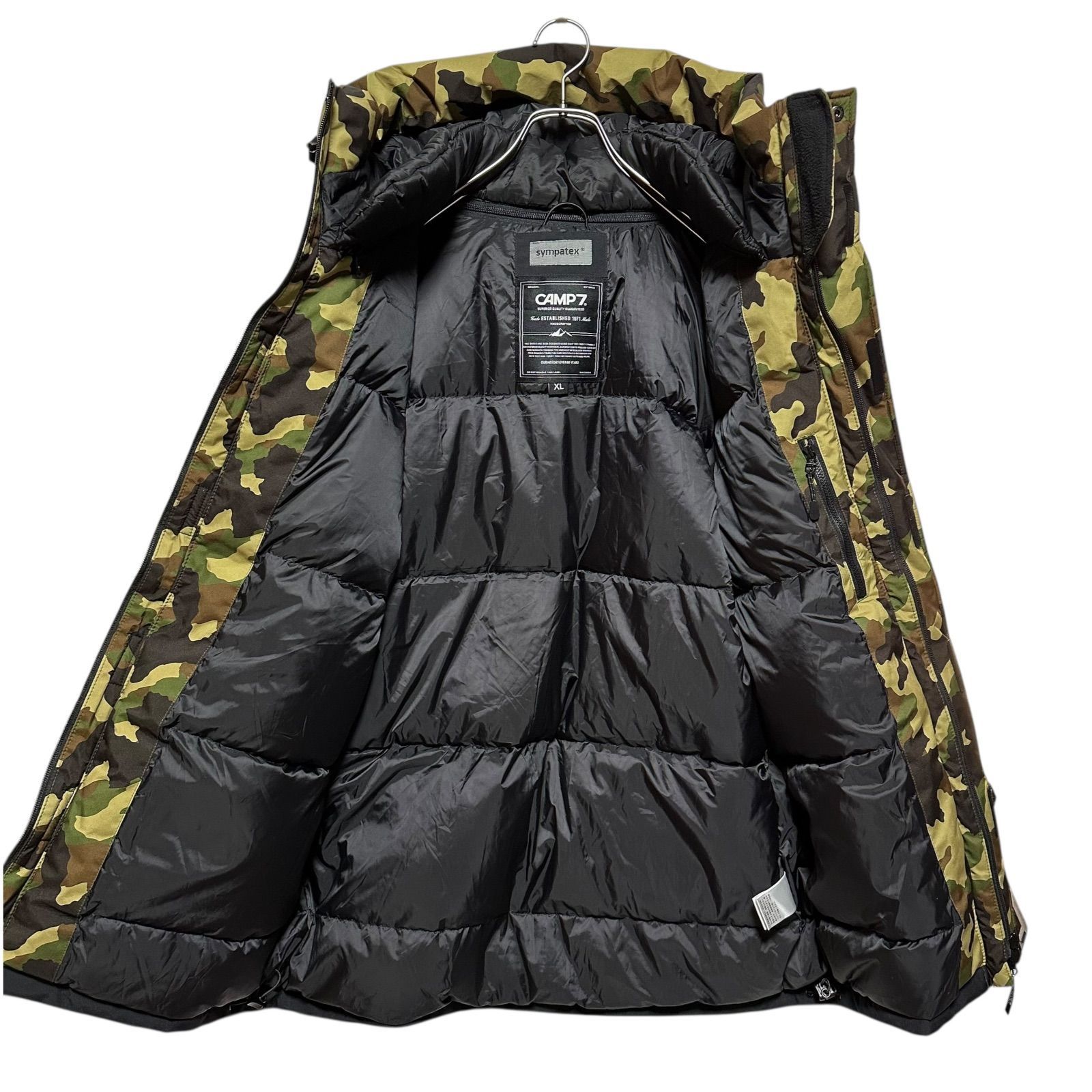 CAMP7 キャンプセブン カモフラ 迷彩 × ブラック ダウンジャケット XL 