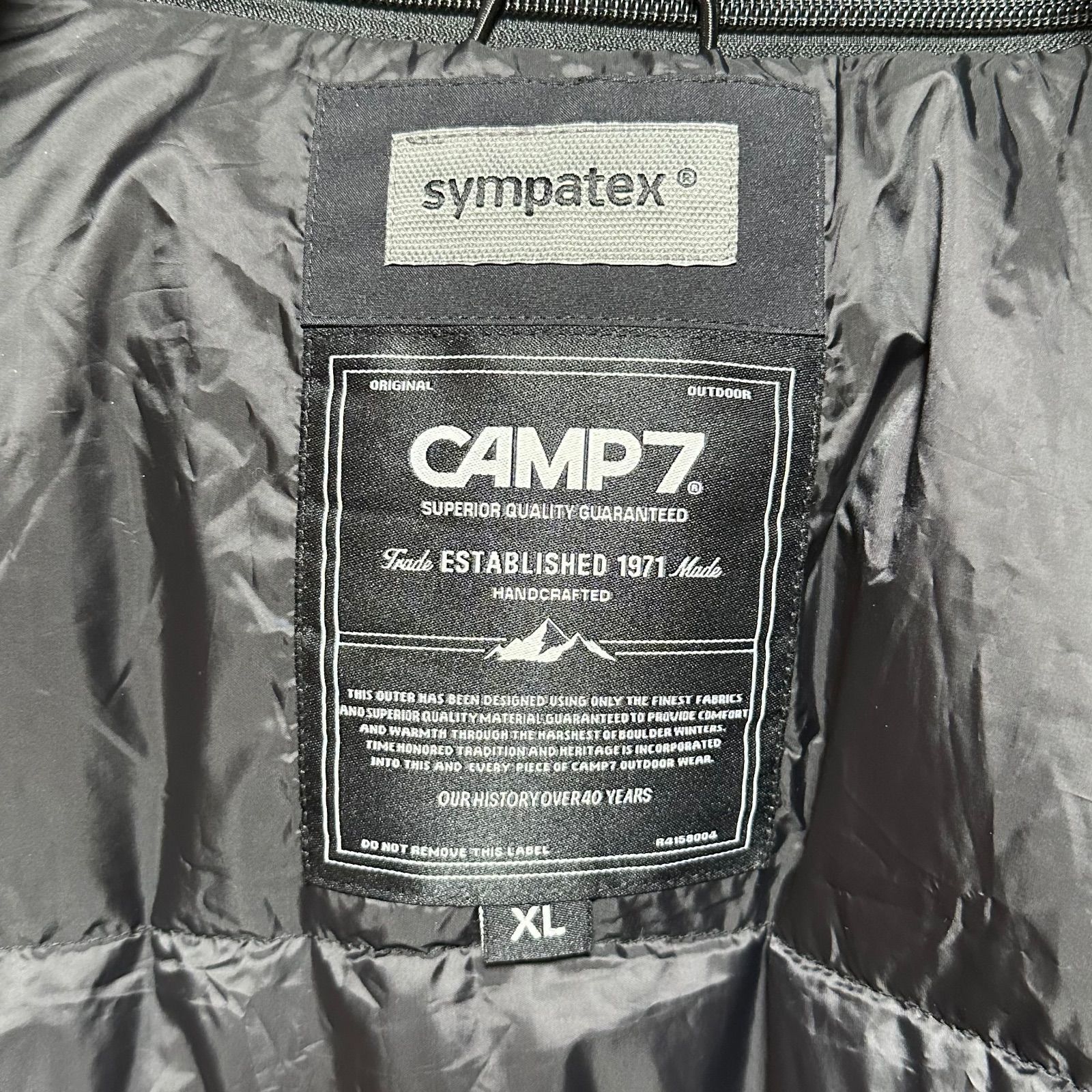 CAMP7 キャンプセブン カモフラ 迷彩 × ブラック ダウンジャケット XL 
