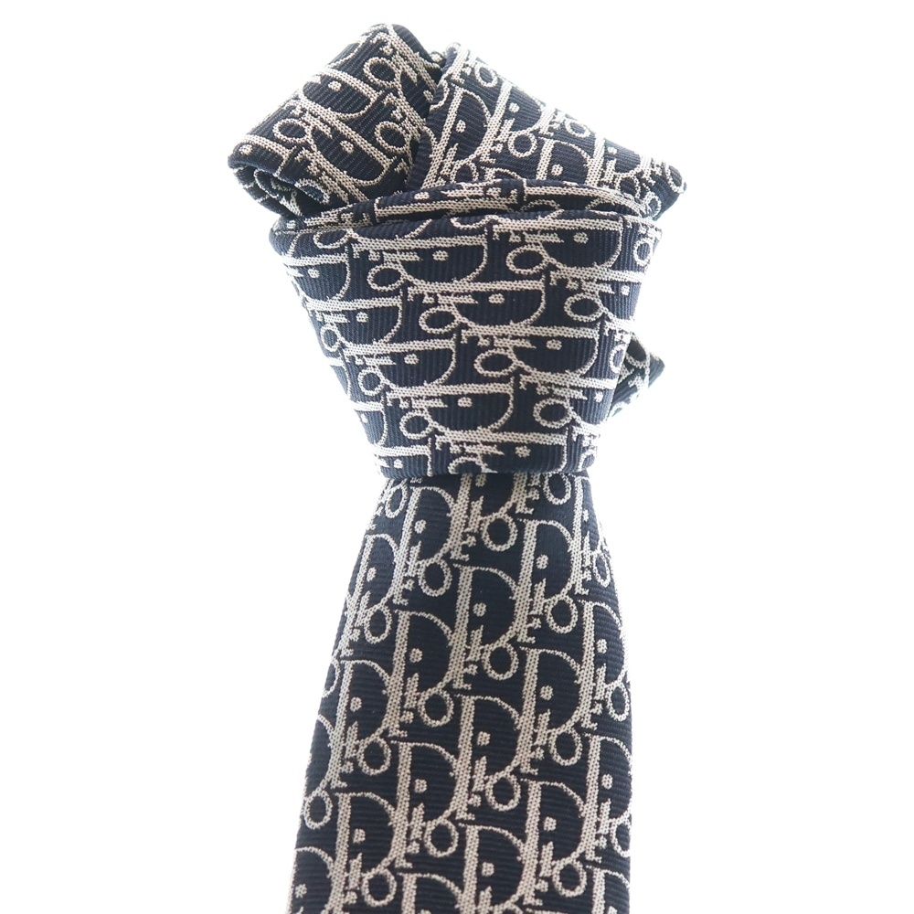 DIOR (ディオール) オブリーク ストライプ シルク ネクタイ ネイビー