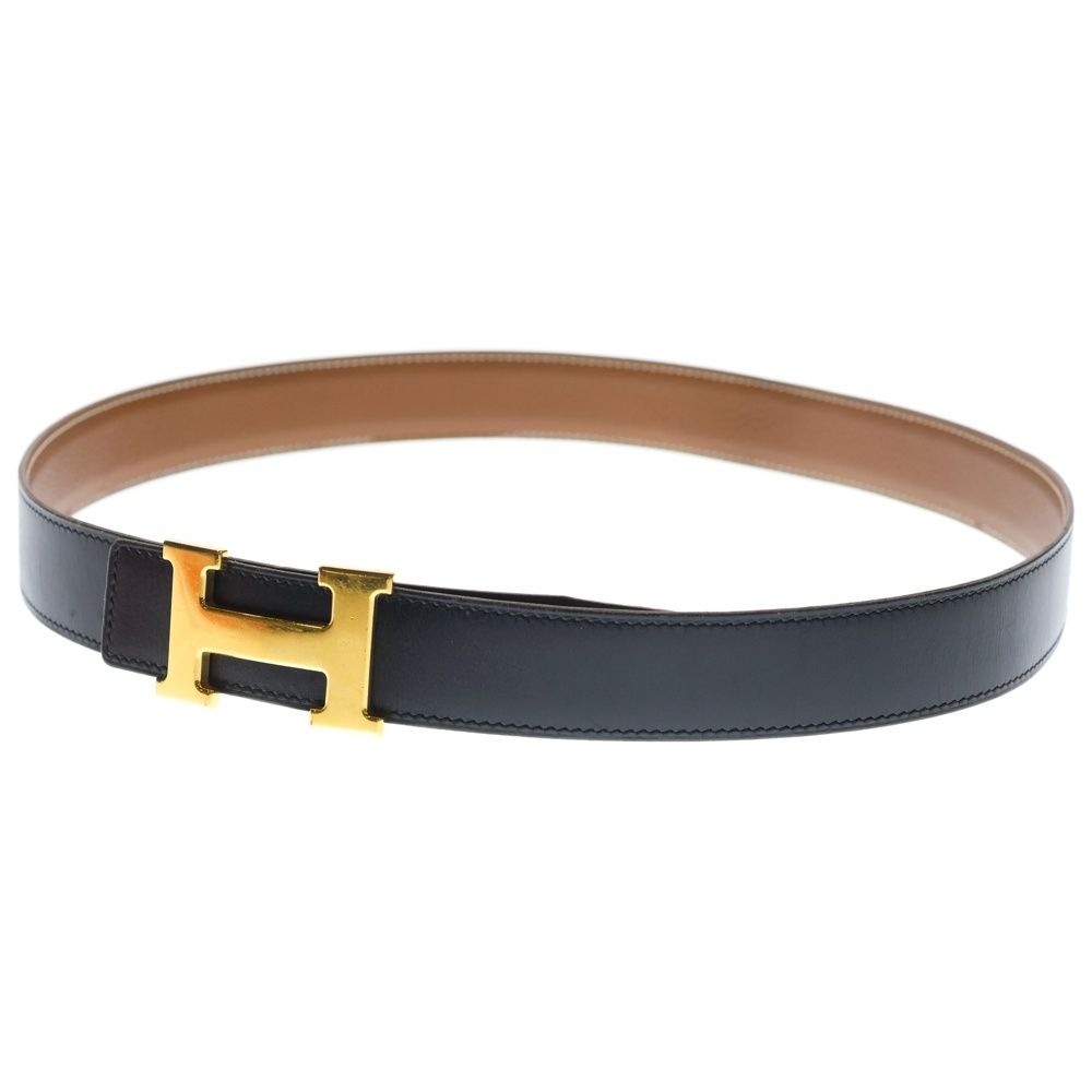 HERMES (エルメス) コンスタンス レザーベルト ブラック×ブラウン