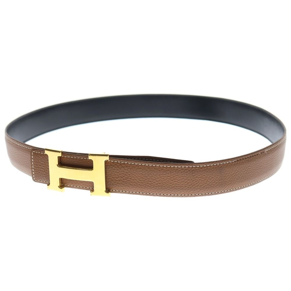 HERMES (エルメス) コンスタンス レザーベルト ブラック×ブラウン