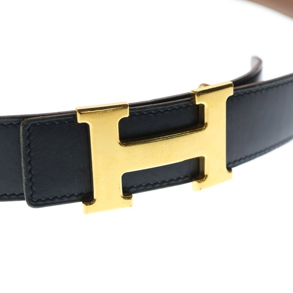 HERMES (エルメス) コンスタンス レザーベルト ブラック×ブラウン