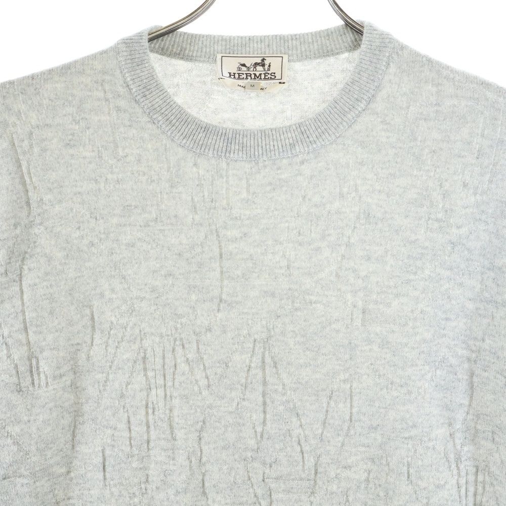 HERMES カシミヤ　セーター　ユニークロゴ　ライトグレー　クリーニング済 中古・古着通販】HERMES (エルメス) カシミヤHリフトニット グレー