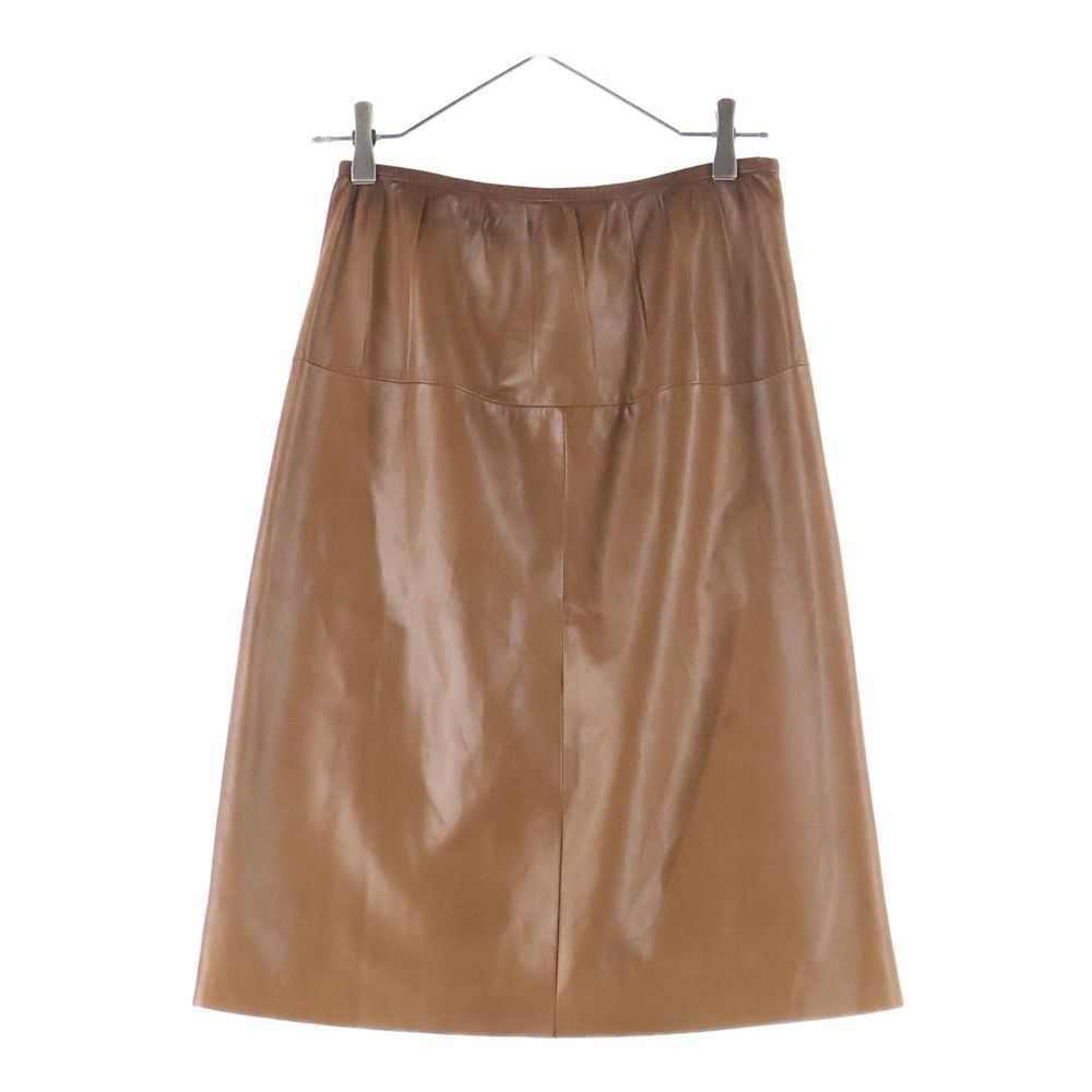 PRADA (プラダ) ラムレザー タイトスカート 膝下 ブラウン レディース