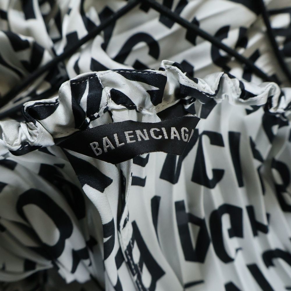 BALENCIAGA (バレンシアガ) Logo Strips Pleated Drawstring Midi