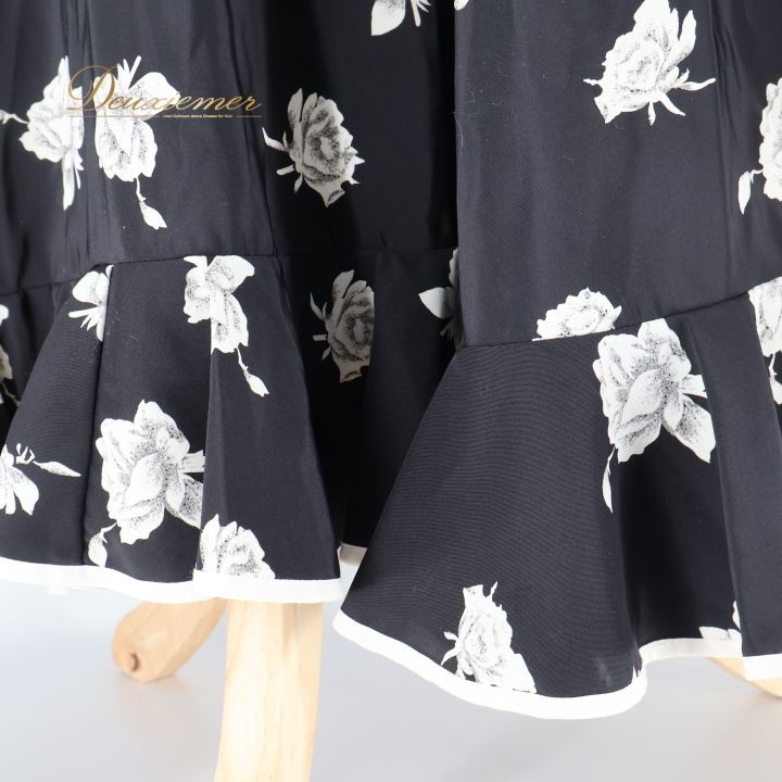 フラメンコ 衣装 ファルダ スカート ペチコート レッスン 黒 花柄 薔薇