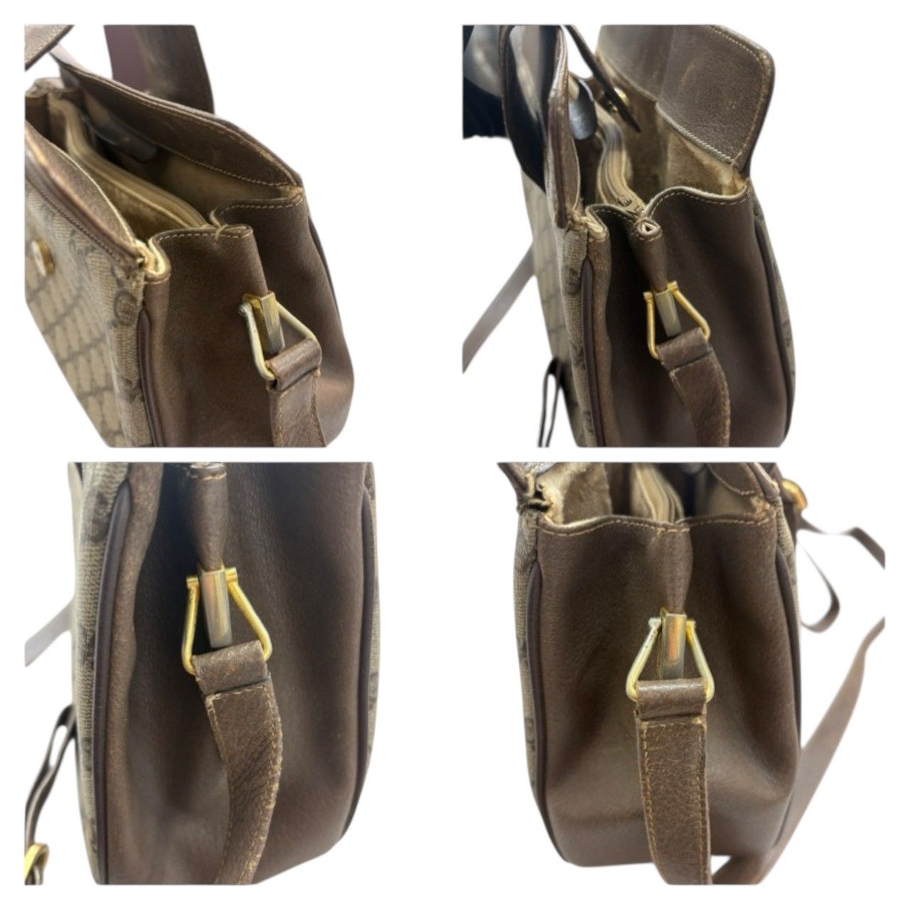 【美品】グッチ　ショルダーバッグ　GGスプリーム　PVC　ゴールド金具　革　茶 GUCCI グッチ オールドグッチ GGスプリームキャンバス ブラウン