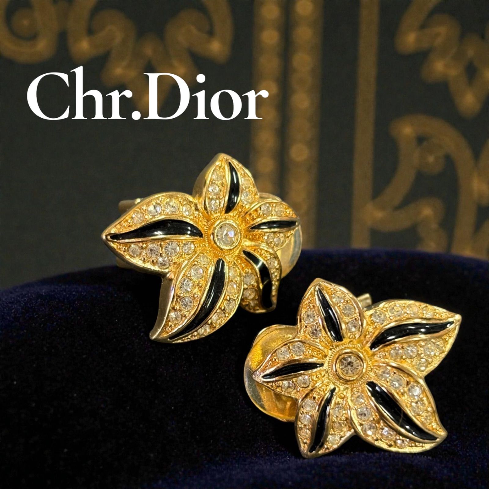 E7019Christian Christian DIORブローチとイヤリング Dior rhinestone