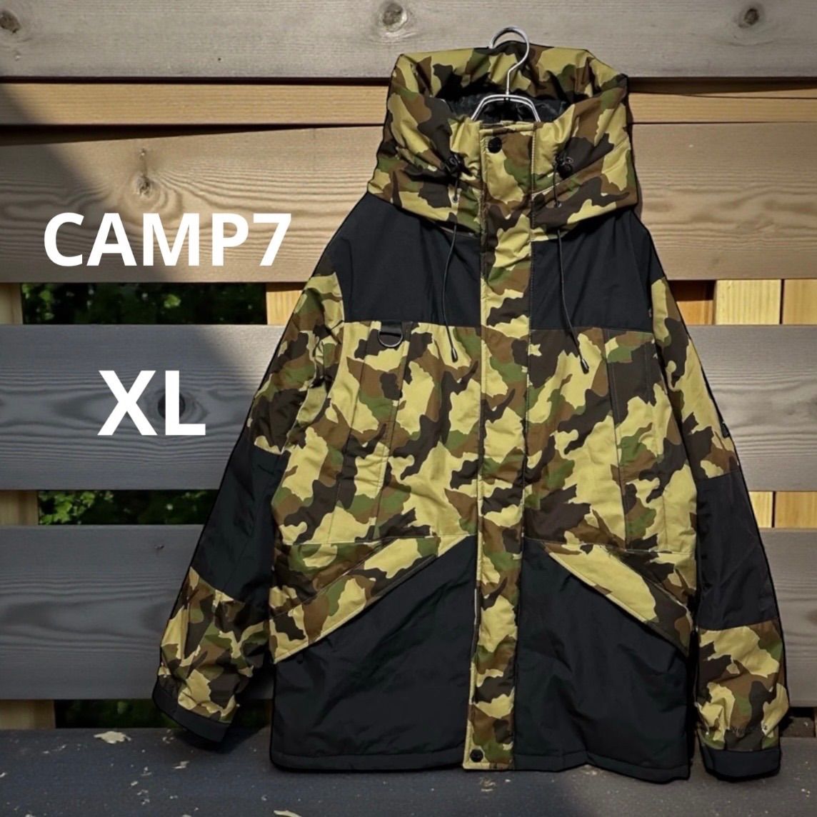 CAMP7 キャンプセブン カモフラ 迷彩 × ブラック ダウンジャケット XL
