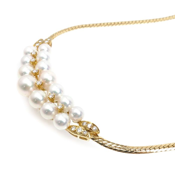 MIKIMOTO ミキモト K18YG イエローゴールド パール ネックレス アコヤ