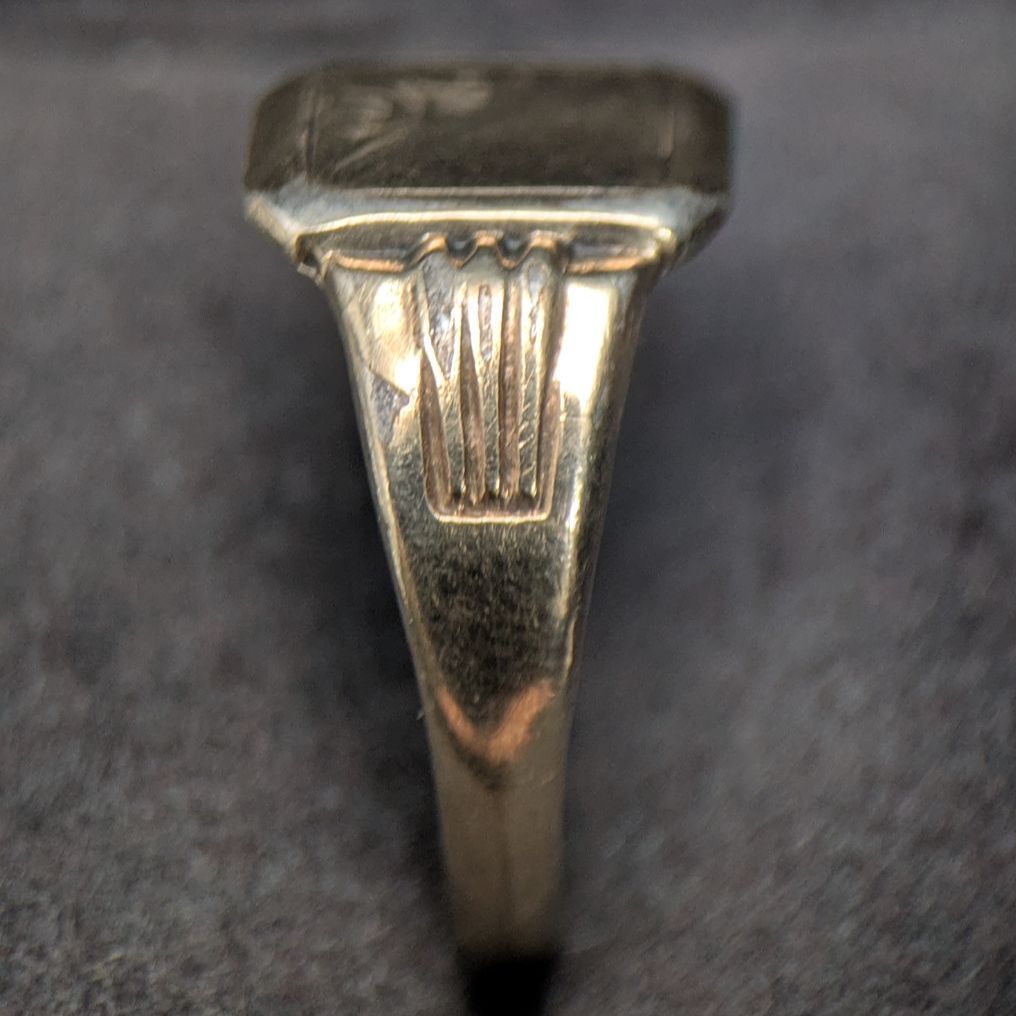 英国 イギリス製 9金 × シルバー コンビ スクエアシグネットリング