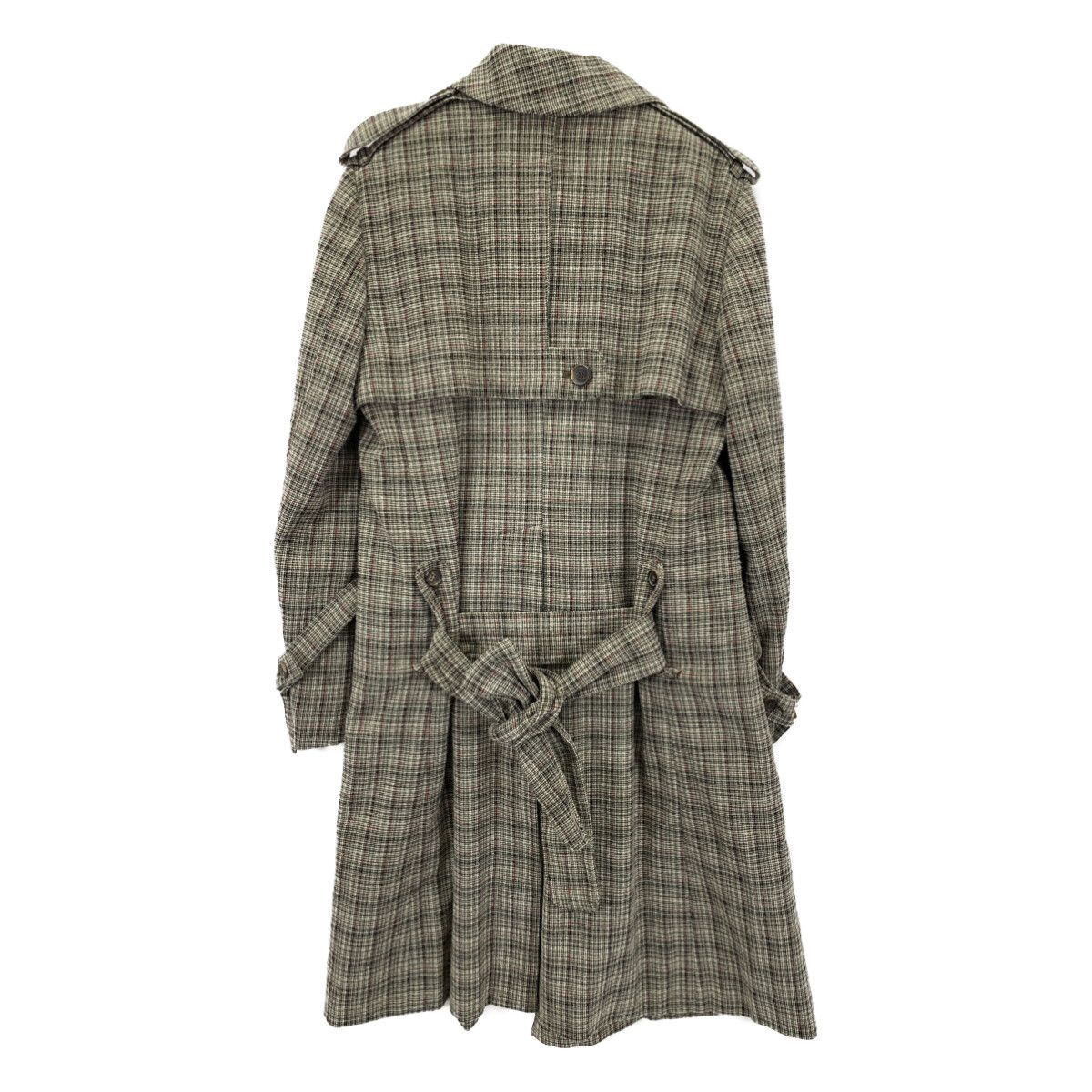 MARNI マルニ ｸﾞﾘｰﾝ ｳｰﾙ×ｺｯﾄﾝ ﾁｪｯｸ柄 ﾀﾞﾌﾞﾙﾌﾞﾚｽﾄ ﾍﾞﾙﾃｯﾄﾞｺｰﾄ 42 - メルカリ