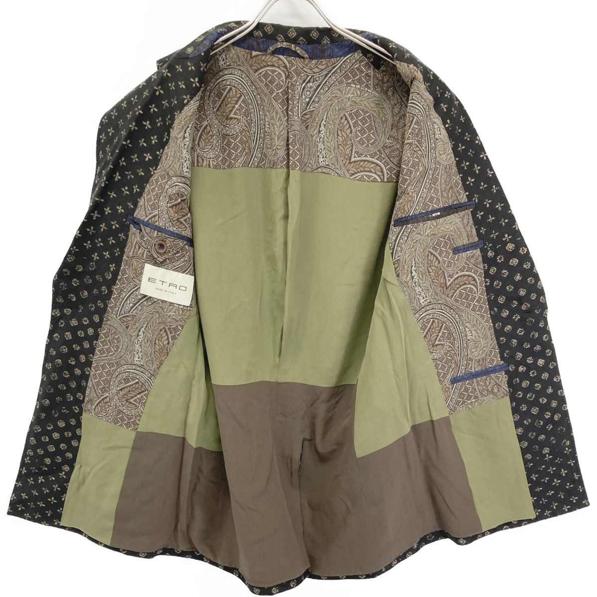 ETRO エトロ ﾌﾞﾗｯｸ ﾘﾈﾝ混 裏地ﾍﾟｲｽﾞﾘｰ ｼﾞｬｹｯﾄ 46 - メルカリ