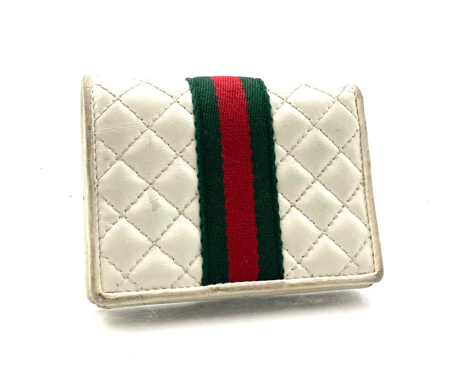 美品✨グッチ　マーモント　フローラ　シェリーライン　二つ折り財布　オフホワイト グッチ オフディア GGマーモント 折り財布 レザー シェリーライン 白