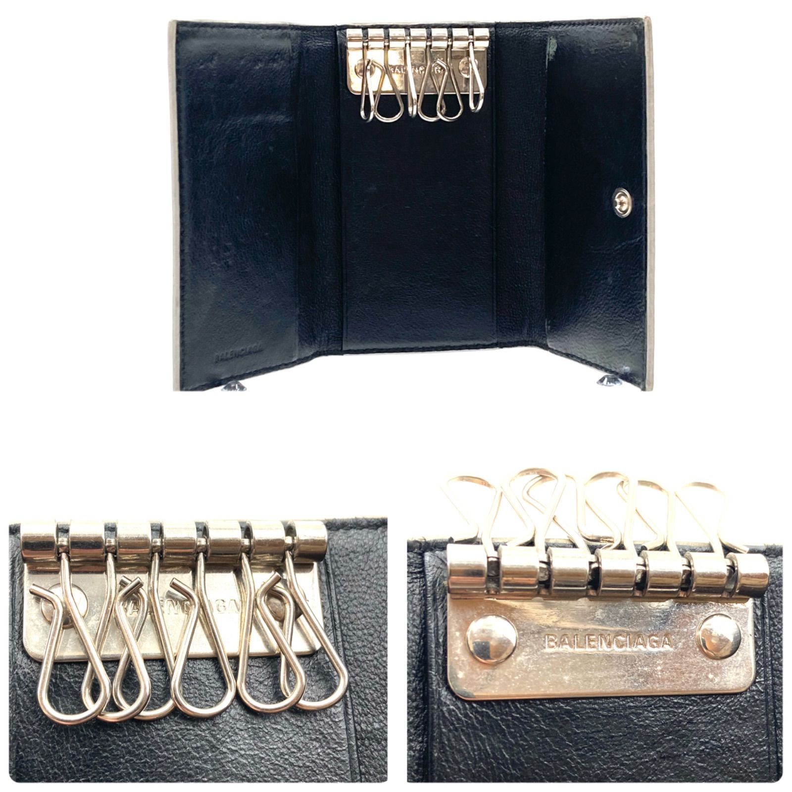 BALENCIAGA バレンシアガ グリッターシルバー キーケース 6連 シルバー