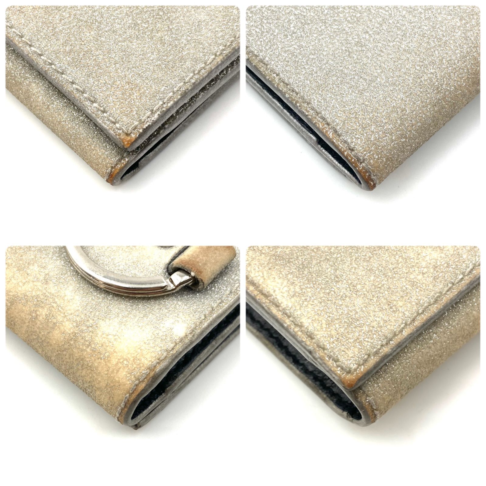 BALENCIAGA バレンシアガ グリッターシルバー キーケース 6連 シルバー