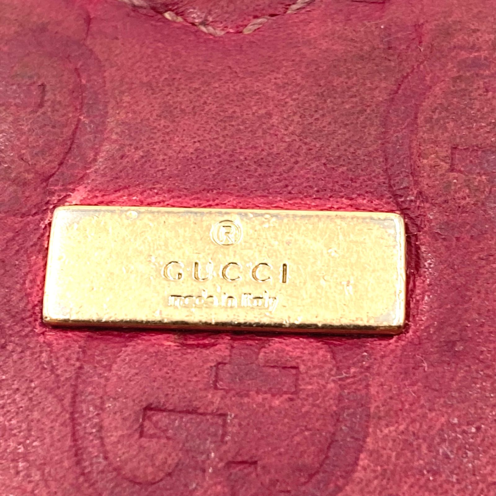 GUCCI グッチ グッチシマ ハート型キーリング チャーム レザー レッド