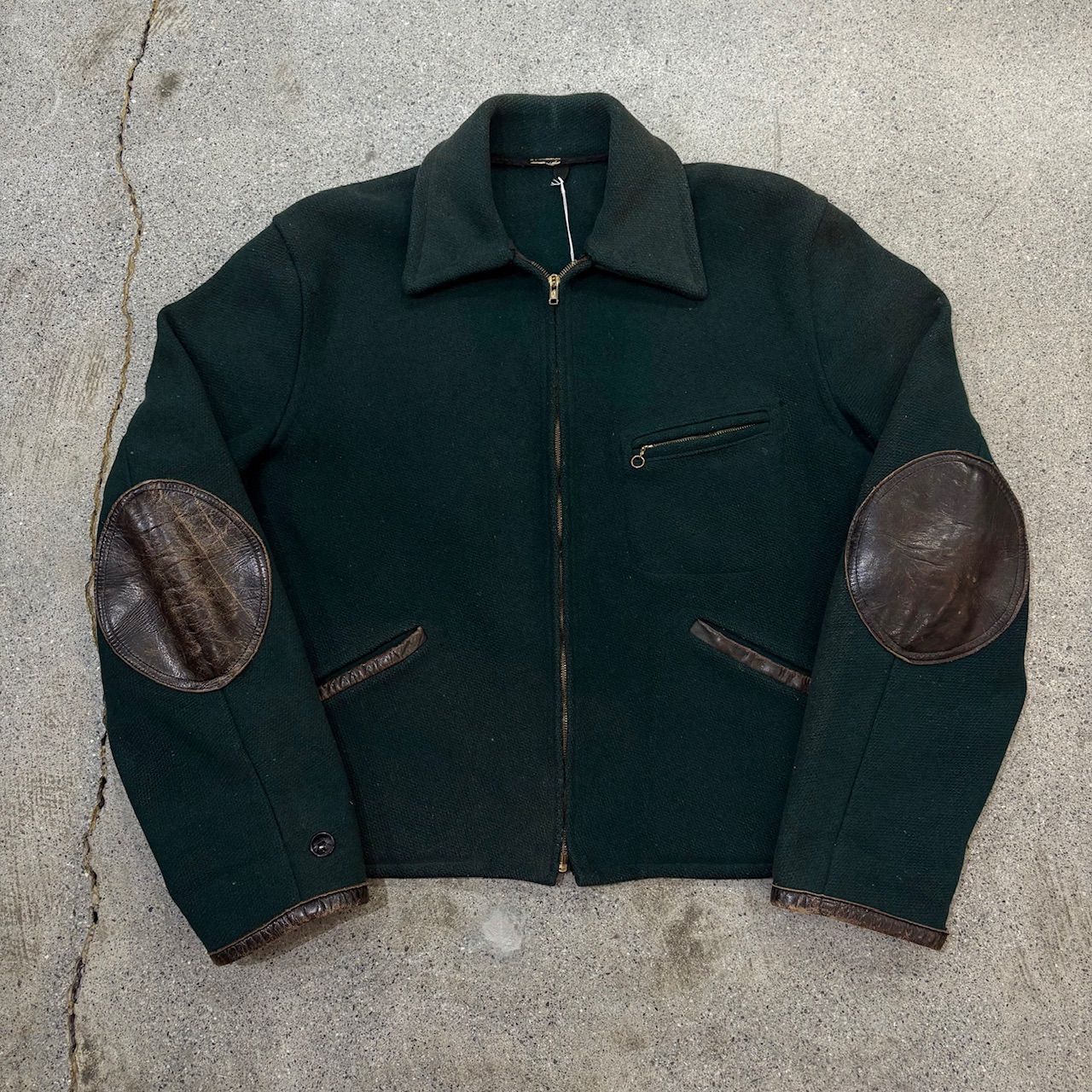 Unknown】50～60s Wool × Leather Sports Jacket 