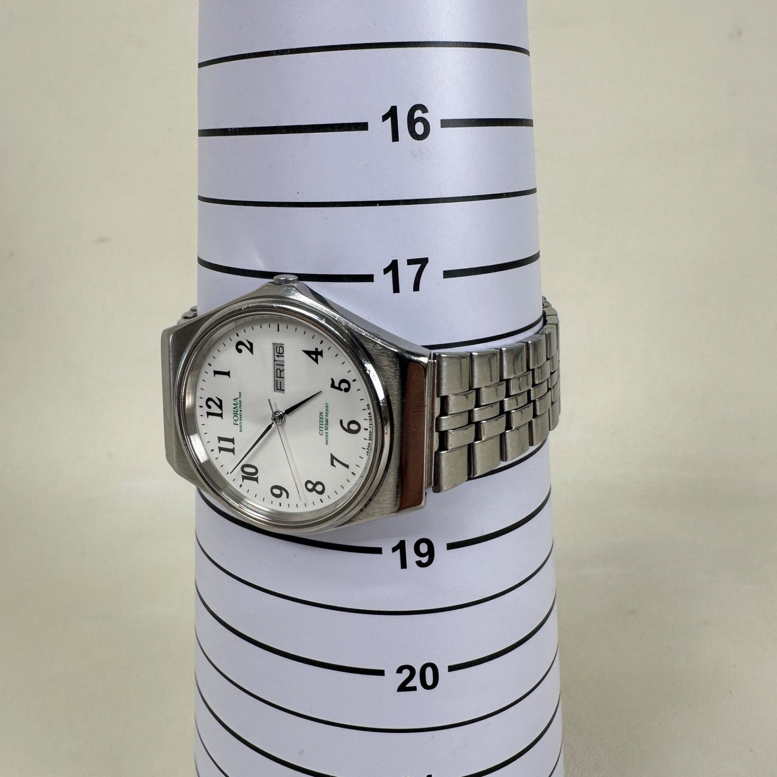 稼動品 CITIZEN FORMA クオーツ デイデイト 白文字盤 腕時計 シルバー 