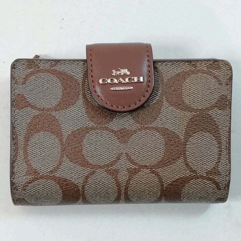 中古】COACH 2つ折り財布 F2146-C0082 シグネチャー ブラウン×PVC