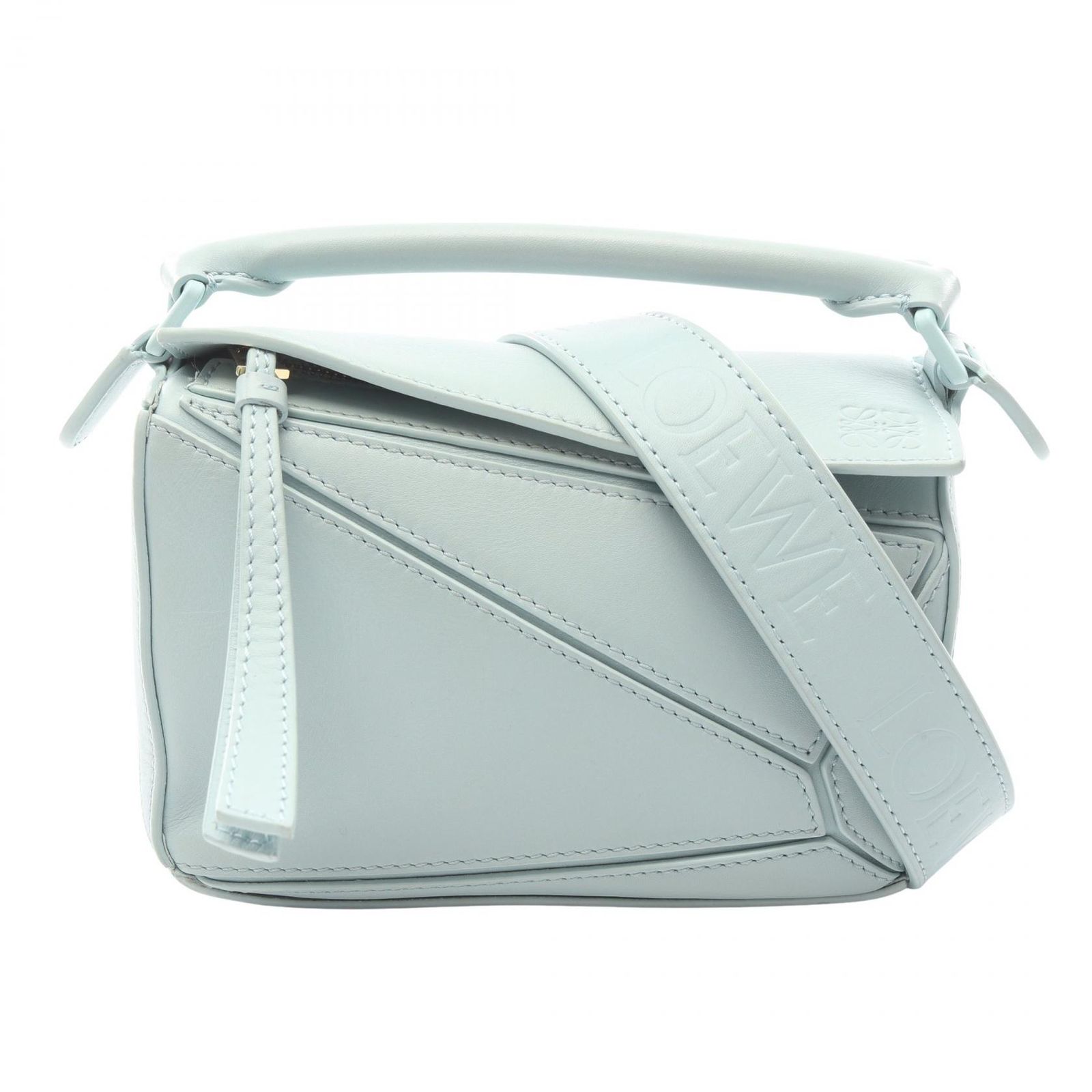 ロエベ LOEWE ハンドバッグ パズルバッグ ミニ ライトブルー レザー
