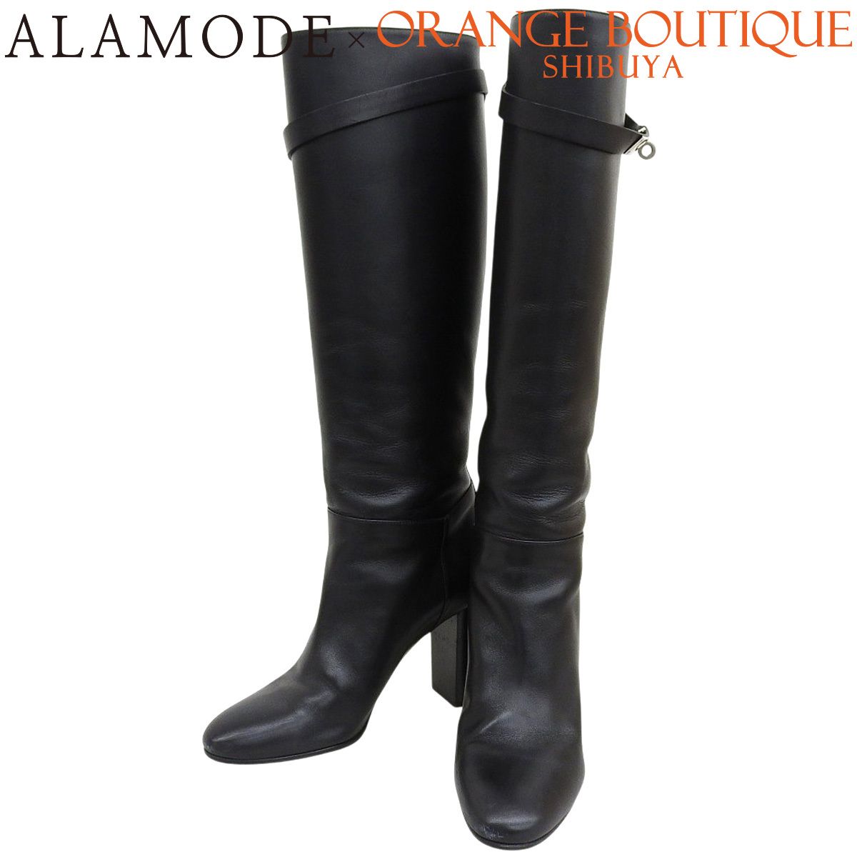 HERMES(エルメス) ストーリー ロングブーツ ブラック黒 レザー