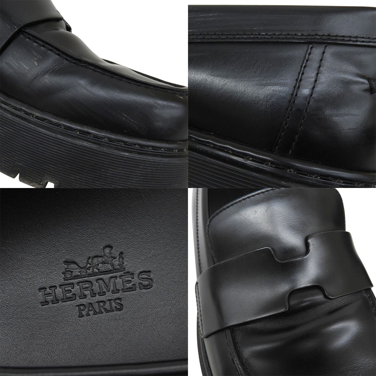 【美品】HERMÈSエルメス厚底ローファー ヒッチ希少 HERMES - エルメス HERMES ヒッチ HITCH 厚底ローファー1度のみ使用の