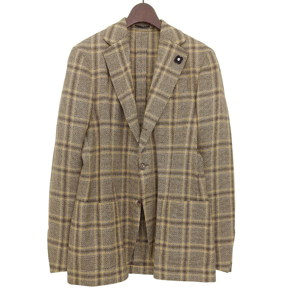 LARDINI ラルディーニ 美品 チェック ブートニエール付き ジャケット