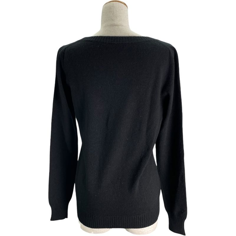 グッチ　リボン付きVネックカシミヤセーター　ブラック　イタリア製 グッチ リボン付きVネックカシミヤセーター ブラック イタリア製