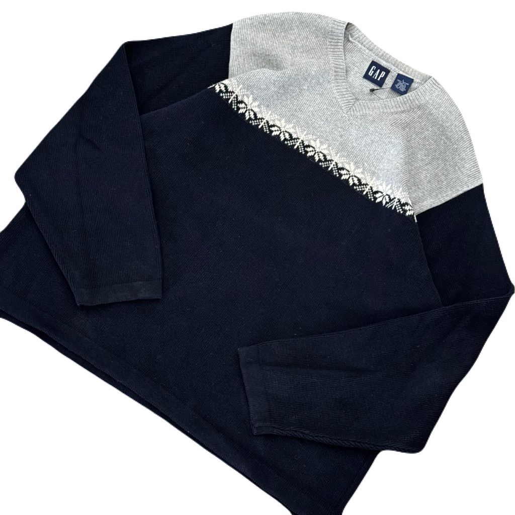 90s OLD GAP オールドギャップ ギャップ 雪柄 ノルディック Vネック