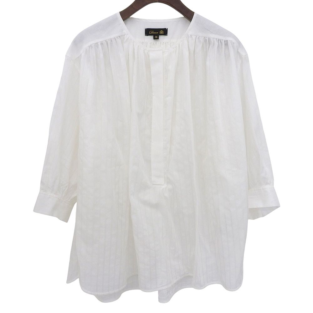 DRAWER ドゥロワー 美品 コットンシルク ストライプ ブラウス トップス