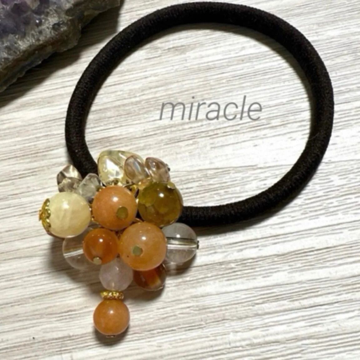 SALE】天然石ヘアゴム ♡オレンジアベンチュリン＊シトリン 他 - メルカリ