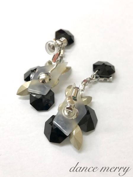 新品　社交ダンス　イヤリング　スワロフスキー　黒　オーロラ　パーティ　105 新品 社交ダンス イヤリング スワロフスキー 黒 オーロラ パーティ 105
