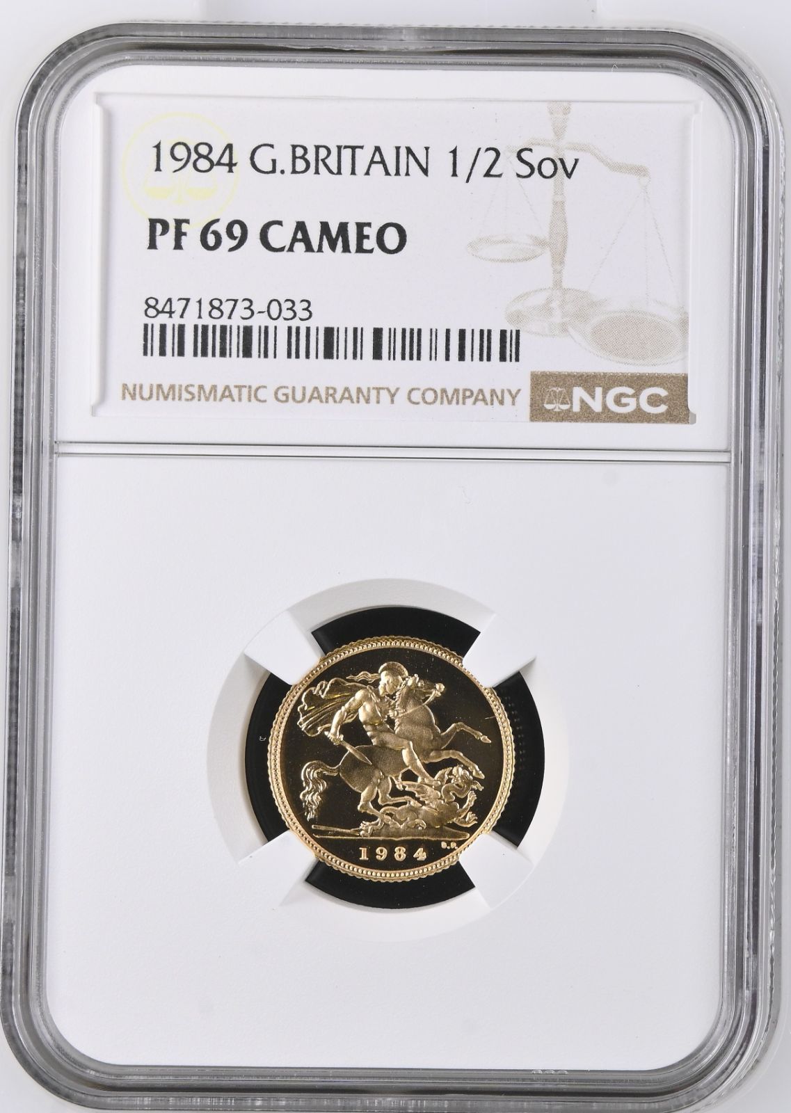 NGC 準最高鑑定☆1984年イギリス 1/2ソブリン (half Sovereign