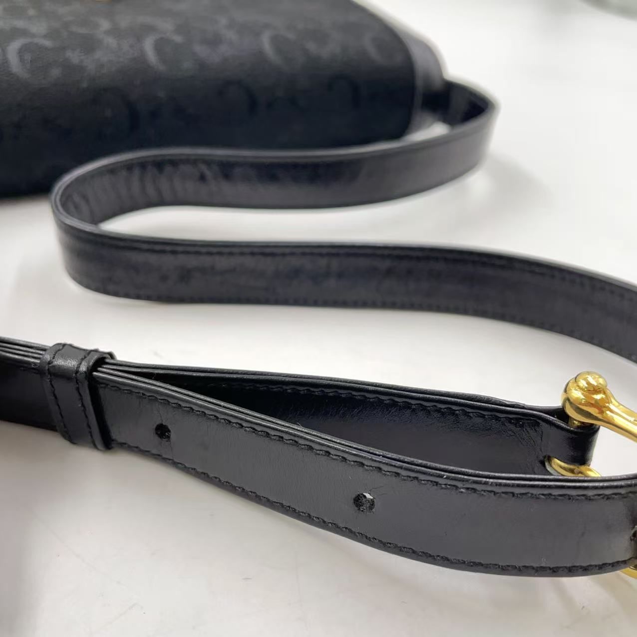 CELINE 馬車金具 レザー×キャンバス ブラック ワンショルダーバッグ