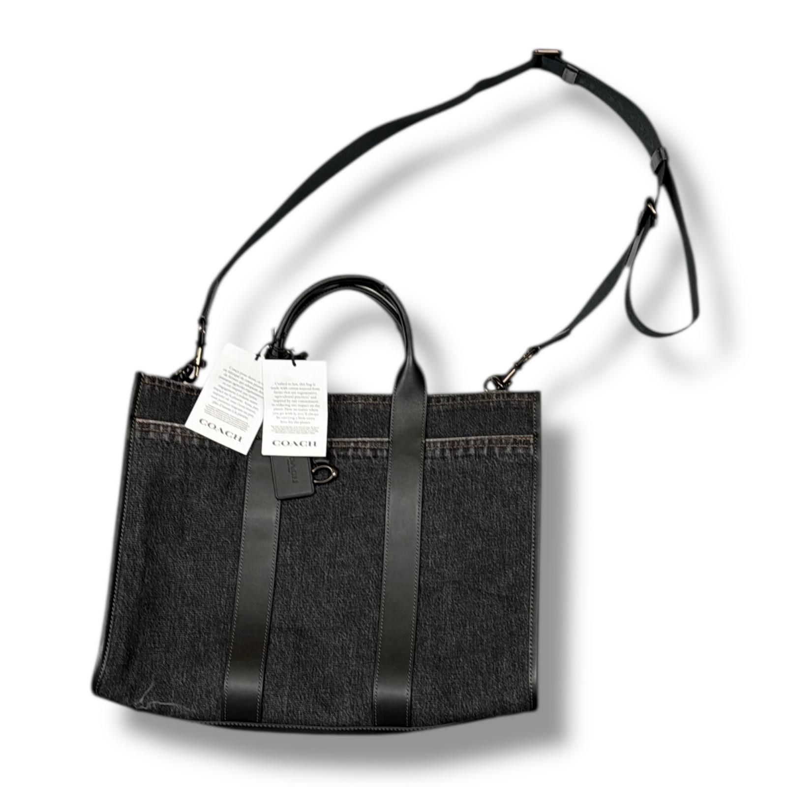 COACH デニムハンドトートバッグ ショルダー コーチ M2461 ブラック F 
