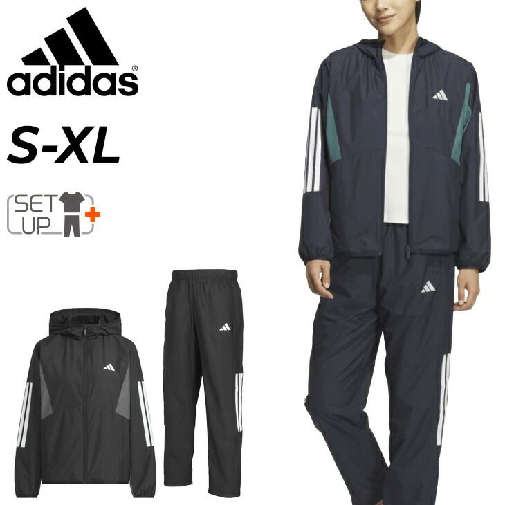 アディダス ウィンドブレーカー 上下 レディース adidas W TEAM ウーブン フーディジャケット ロングパンツ セットアップ 防風 スポーツウェア ウインドブレイカー 上下組 トレーニングスーツ 服 /NCX84-P2571