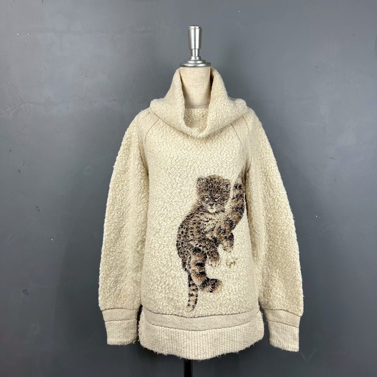 GK 伊太利屋 イタリヤ タートルネック ニット セーター ウール ヒョウ