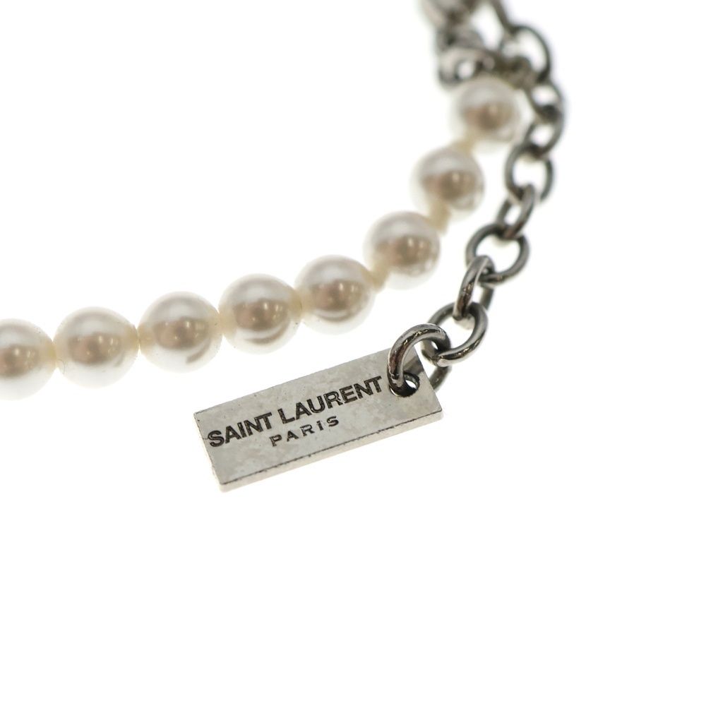 SAINT LAURENT PARIS (サンローランパリ) メタル ロゴプレート パール 