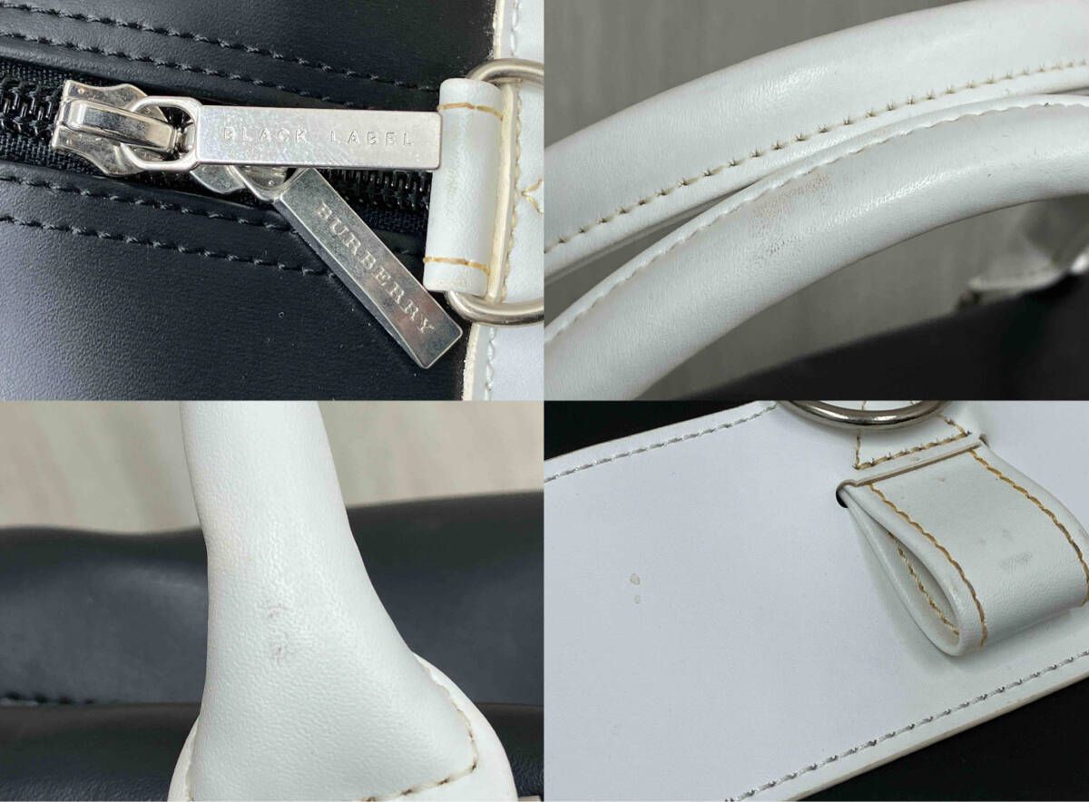 BURBERRY BLACK LABEL ボストンバッグ ブラック×ホワイト - メルカリ