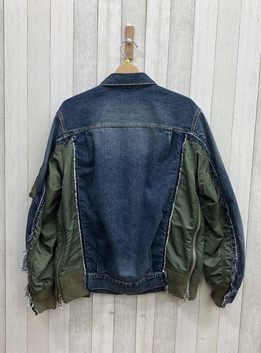 Sacai　ドッキングジャケット♡ネイビー オリーブ サイズ2 Sacai／サカイ／Denim x Nylon Twill Jacket／メンズ ドッキング