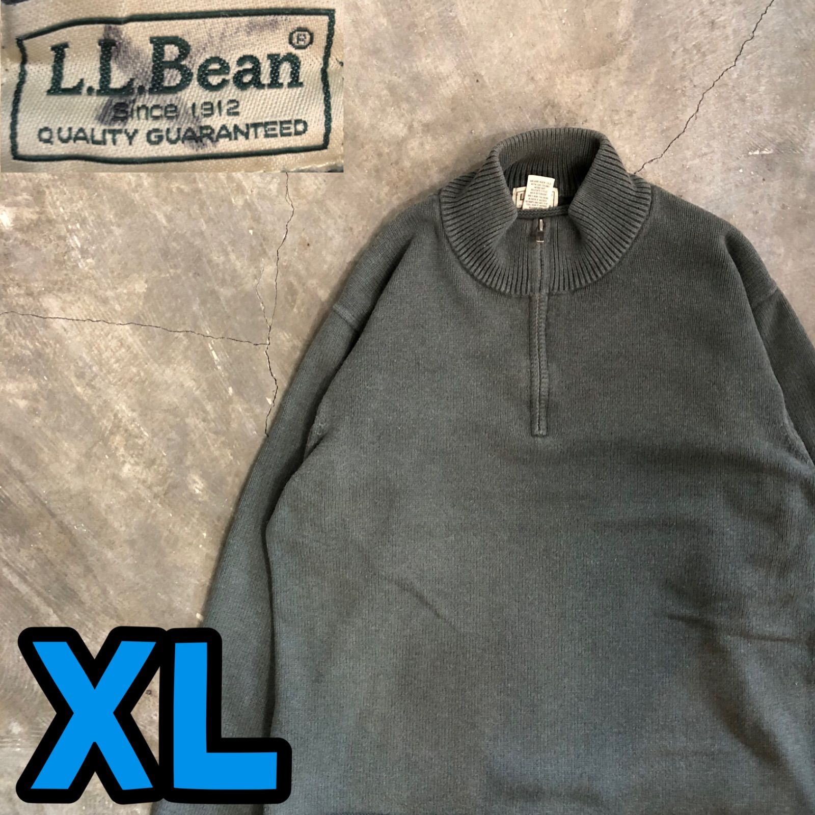 T7351 L.L.Bean ハーフジップ コットンニット 古着 - メルカリ