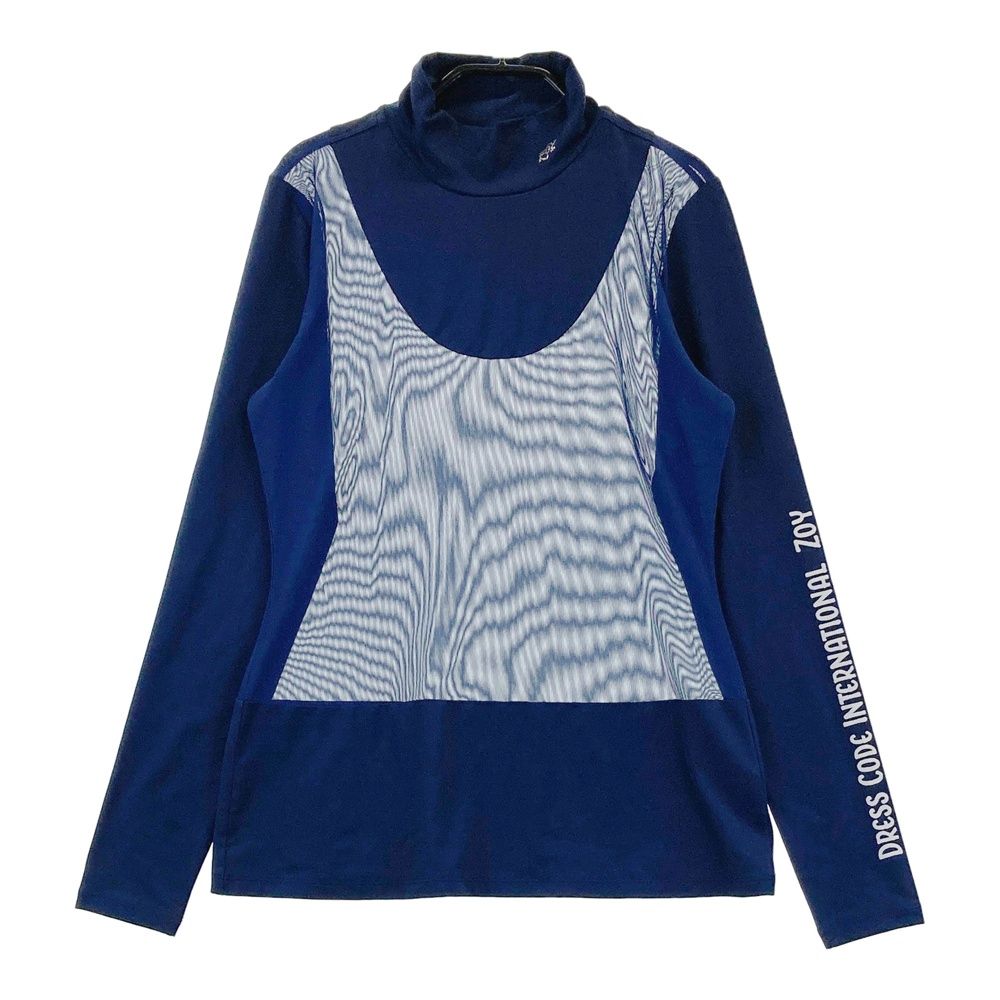 サイズ：38 ZOY ゾーイ ハイネック 長袖Tシャツ メッシュ ネイビー系