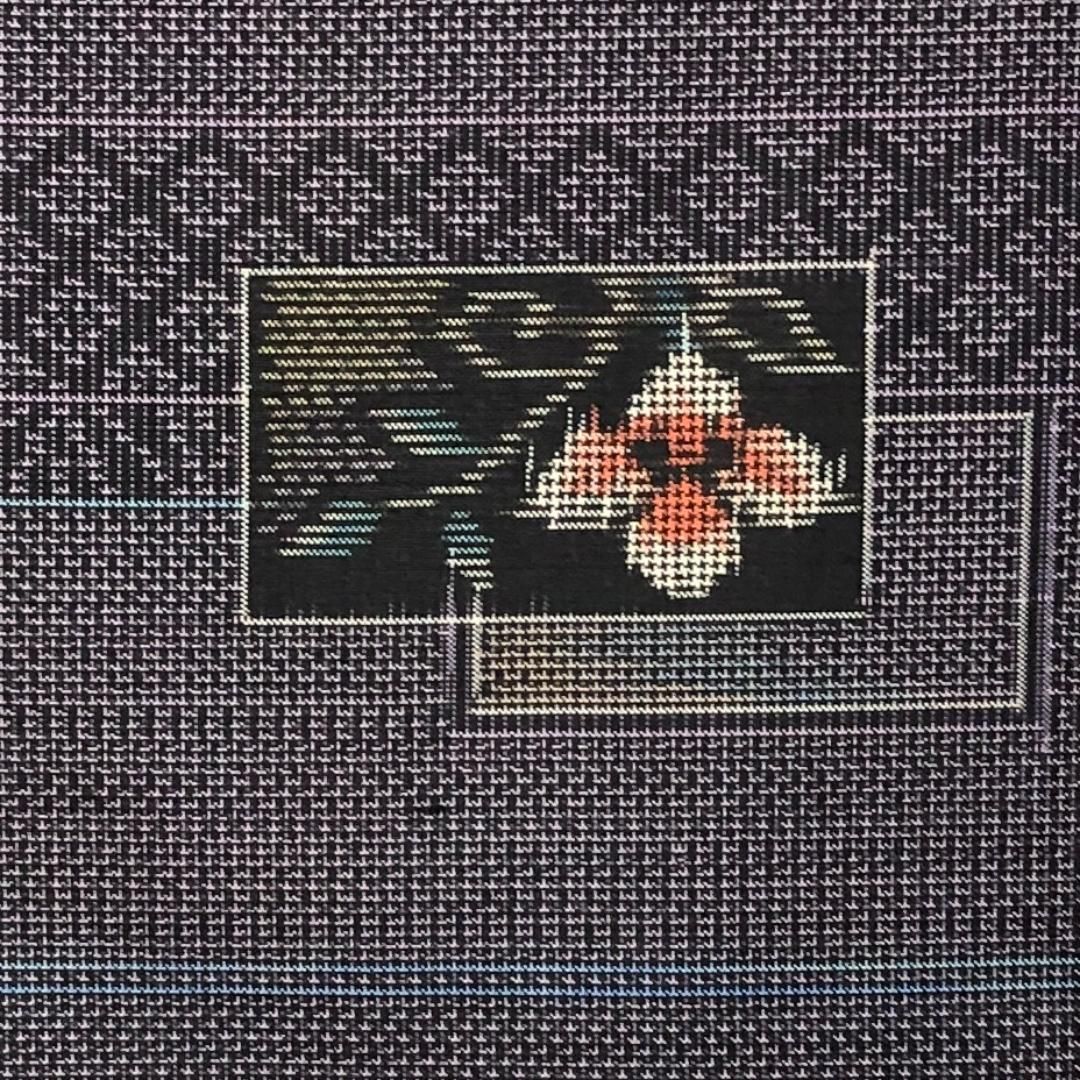 逸品 正絹 極上玉糸紬 小花更紗文様 白紺鼠グレー 単衣居敷当 逸品 正絹 極上玉糸紬 小花更紗文様 白紺鼠グレー 単衣居敷当