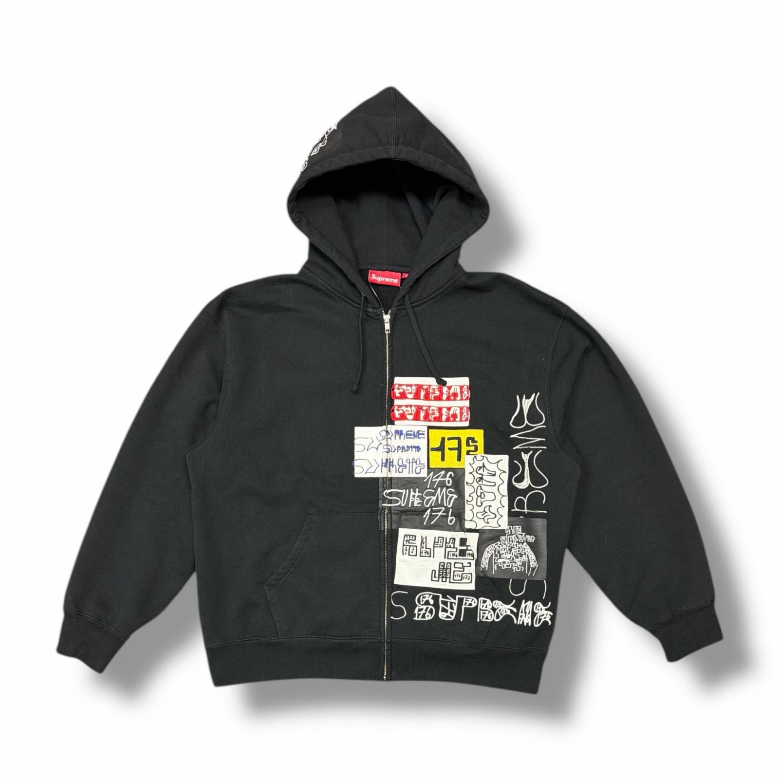 SUPREME ブラック ジップアップパーカー　25aw 国内正規 Supreme 25AW 176 Zip Up Hooded Sweatshirt ジップパーカー