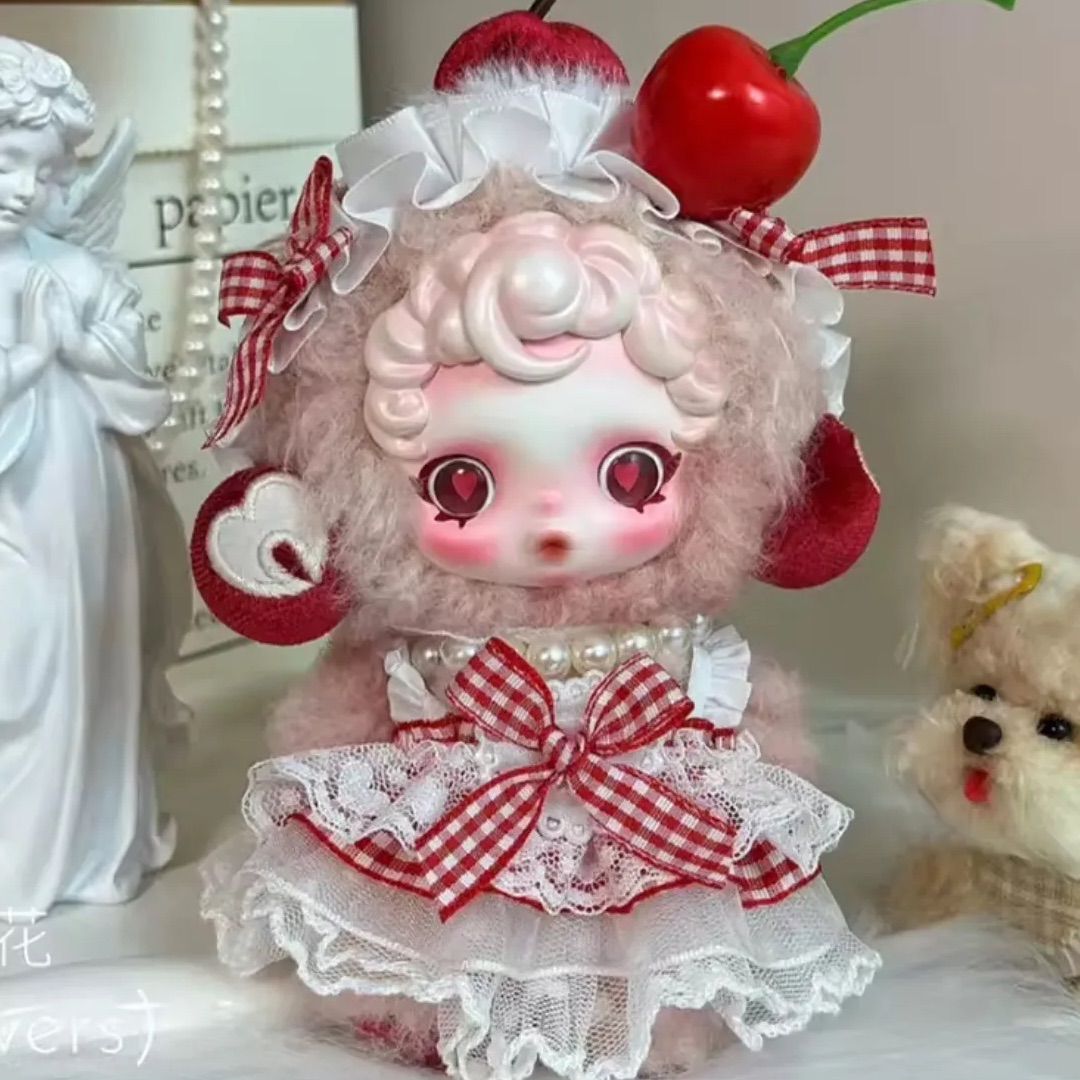 スカルパンダ対応 赤チェックチェリー着せ替え衣装 ぬい服