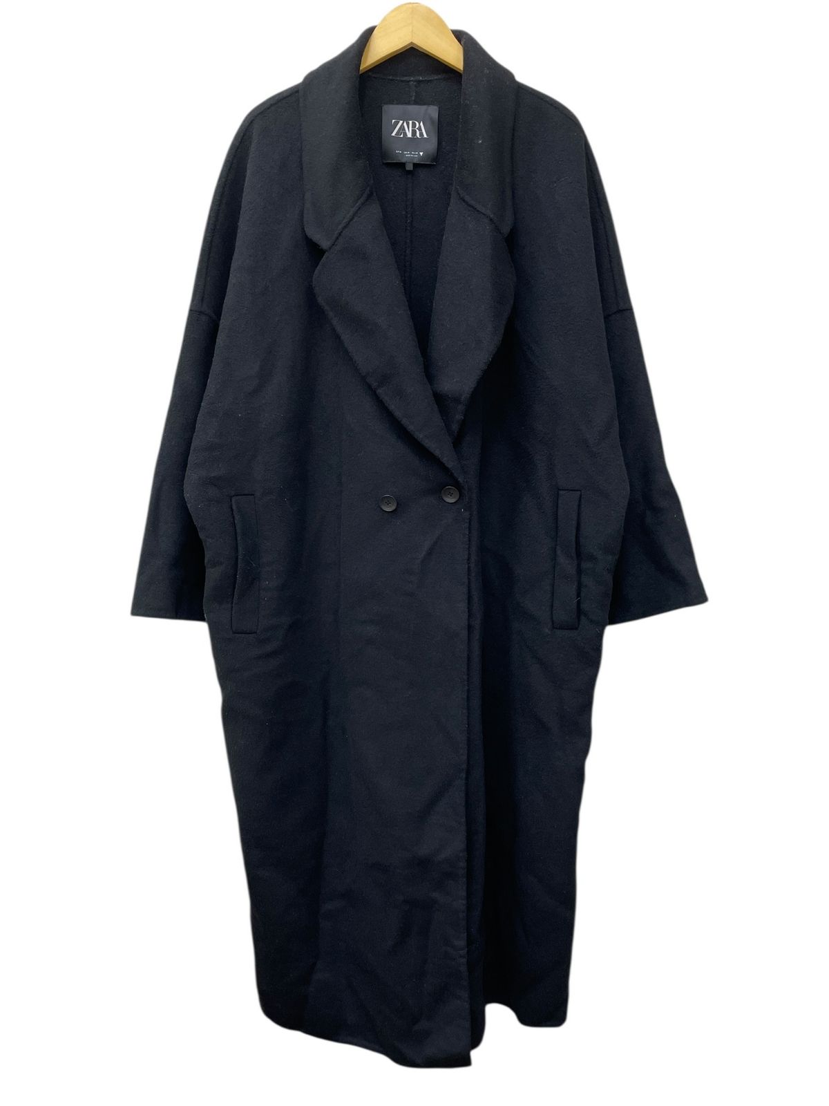 ZARA (ザラ) ロングチェスターコート ロング M ブラック レディース