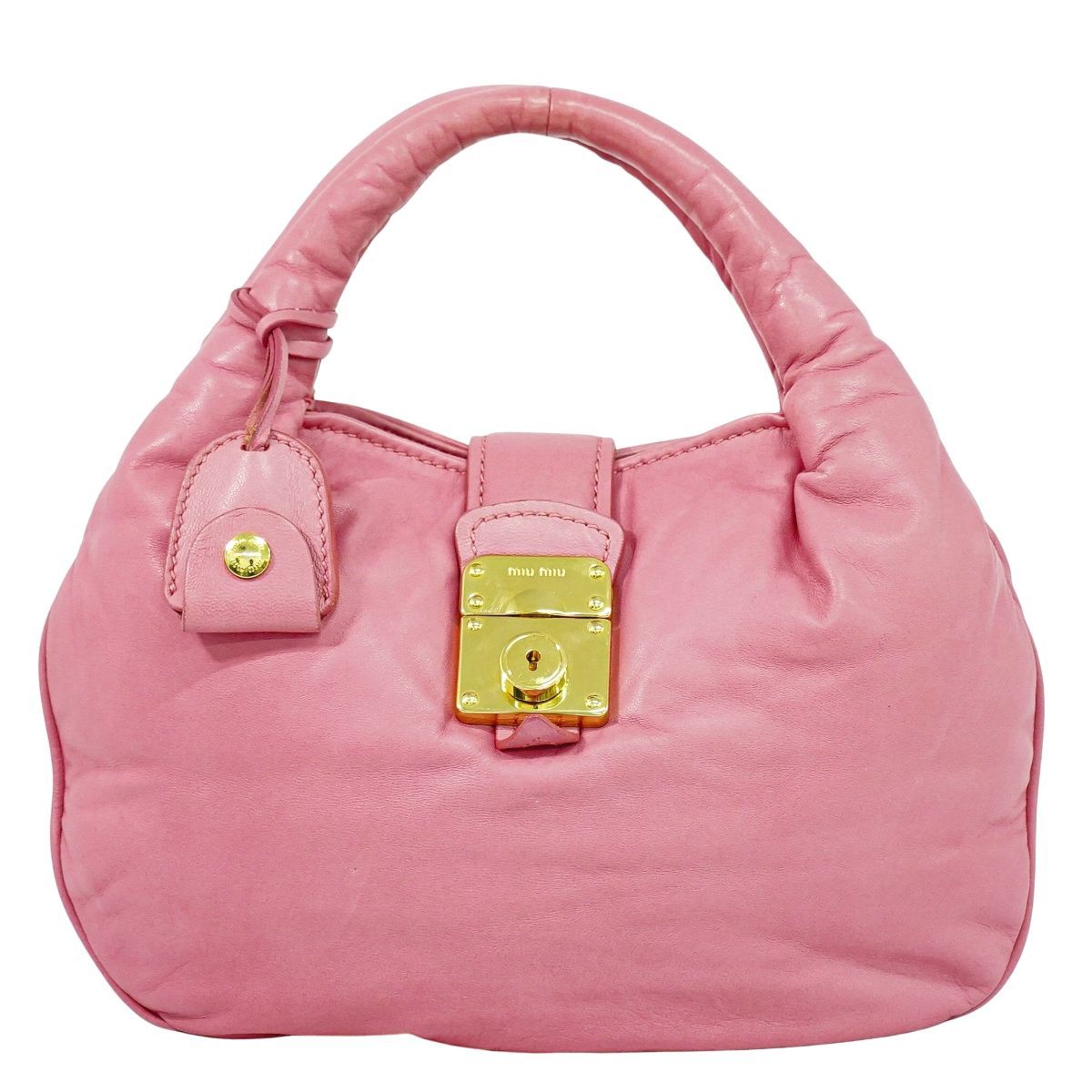 miu miu ピンク レザー ハンドバッグ